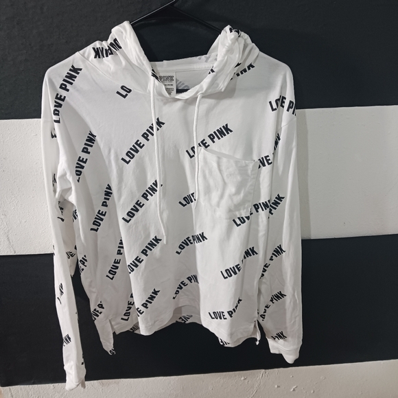 PINK Victoria's Secret LOVE PINK Graphic letters long sleeve hoodie shirt - Picture 2 of 11